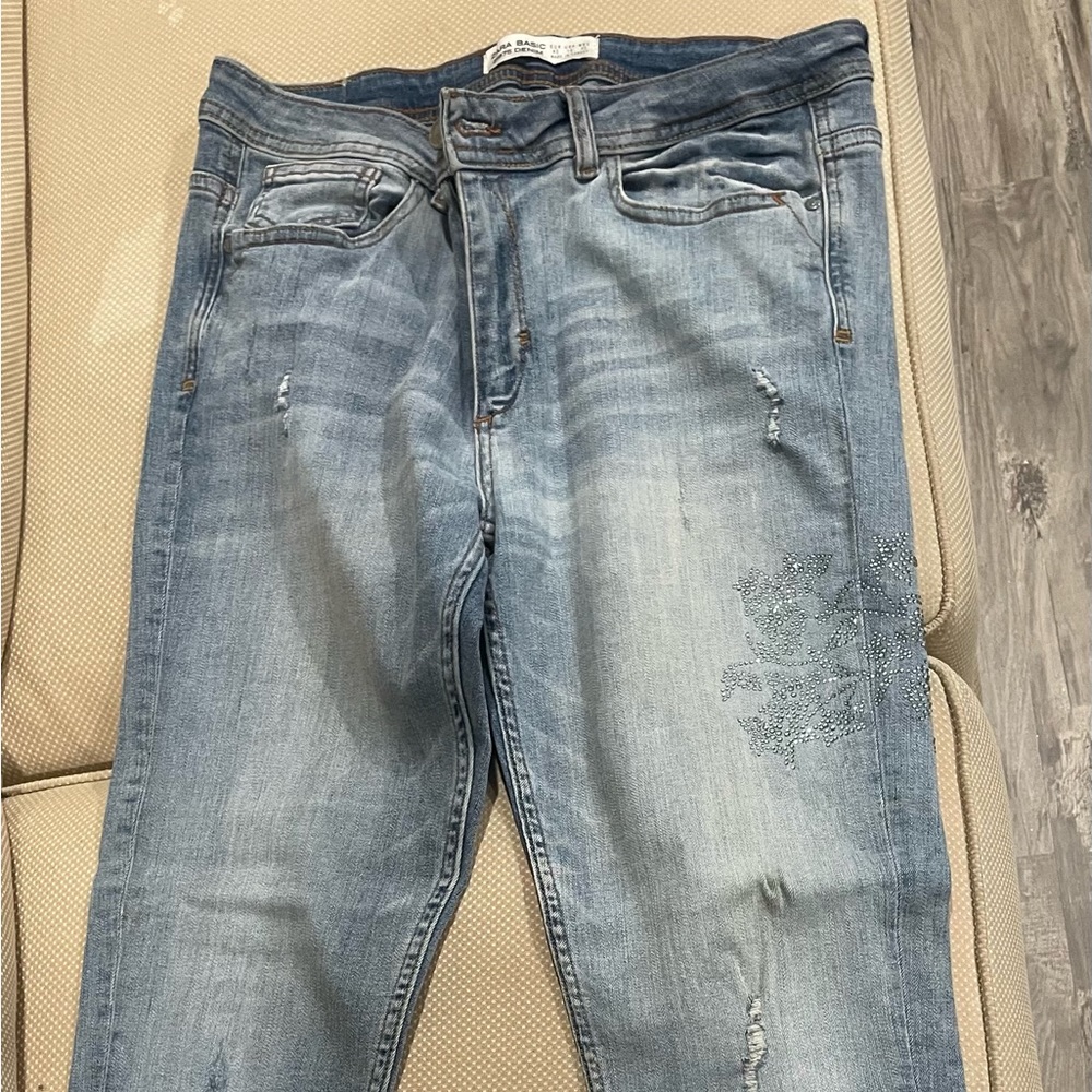 ZARA SZ 10 Blue denim Ankle length Skinny with Stretch Women’s